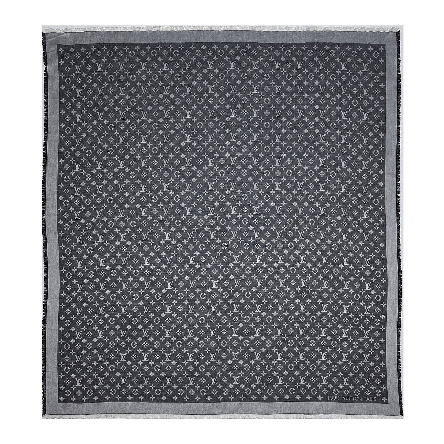 Louis Vuitton Wool Silk Monogram Denim Shawl Black 1 of 4