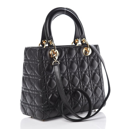 Christian Dior Lambskin Cannage Medium Lady Dior Black 4 of 11