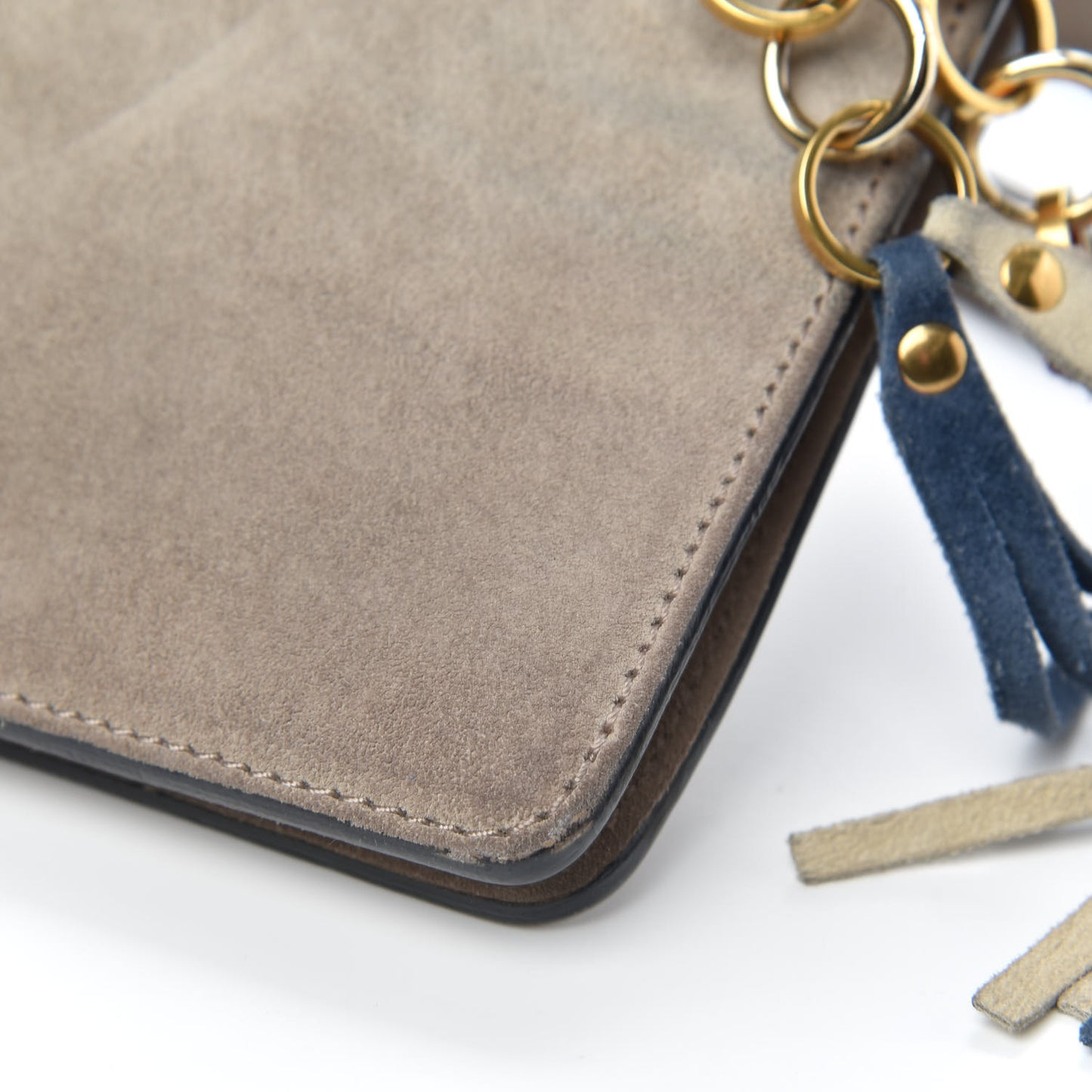 Calfskin Suede Small Jane Fringe Bag Motty Grey