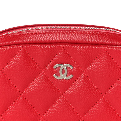 Chanel Caviar Quilted Small Curvy Pouch Cosmetic Case Red 10 of 11