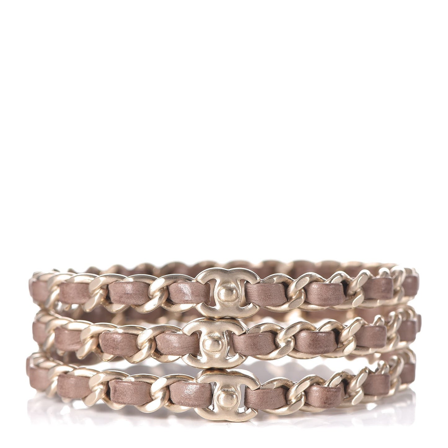 Lambskin Chain CC Bangle Bracelets M Set of 3 Gold