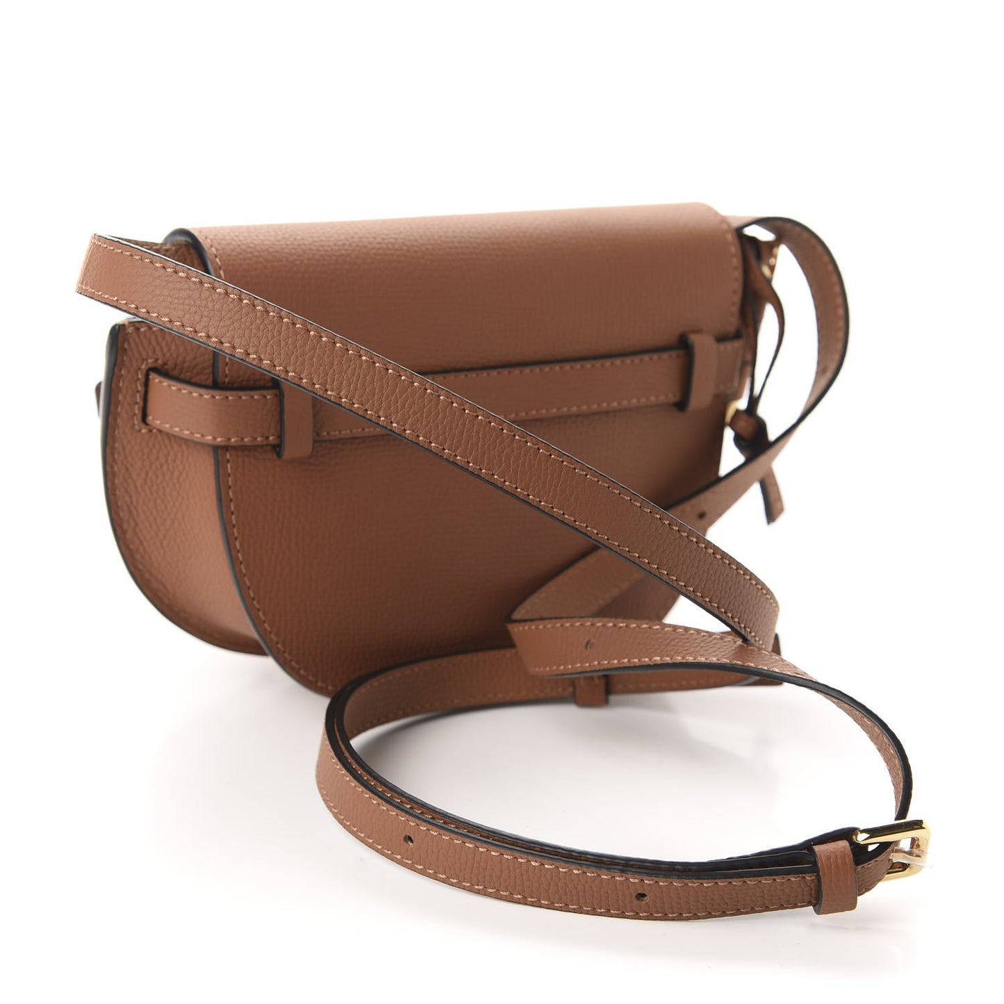 Pebble Grain Calfskin Mini Gate Dual Bag Tan