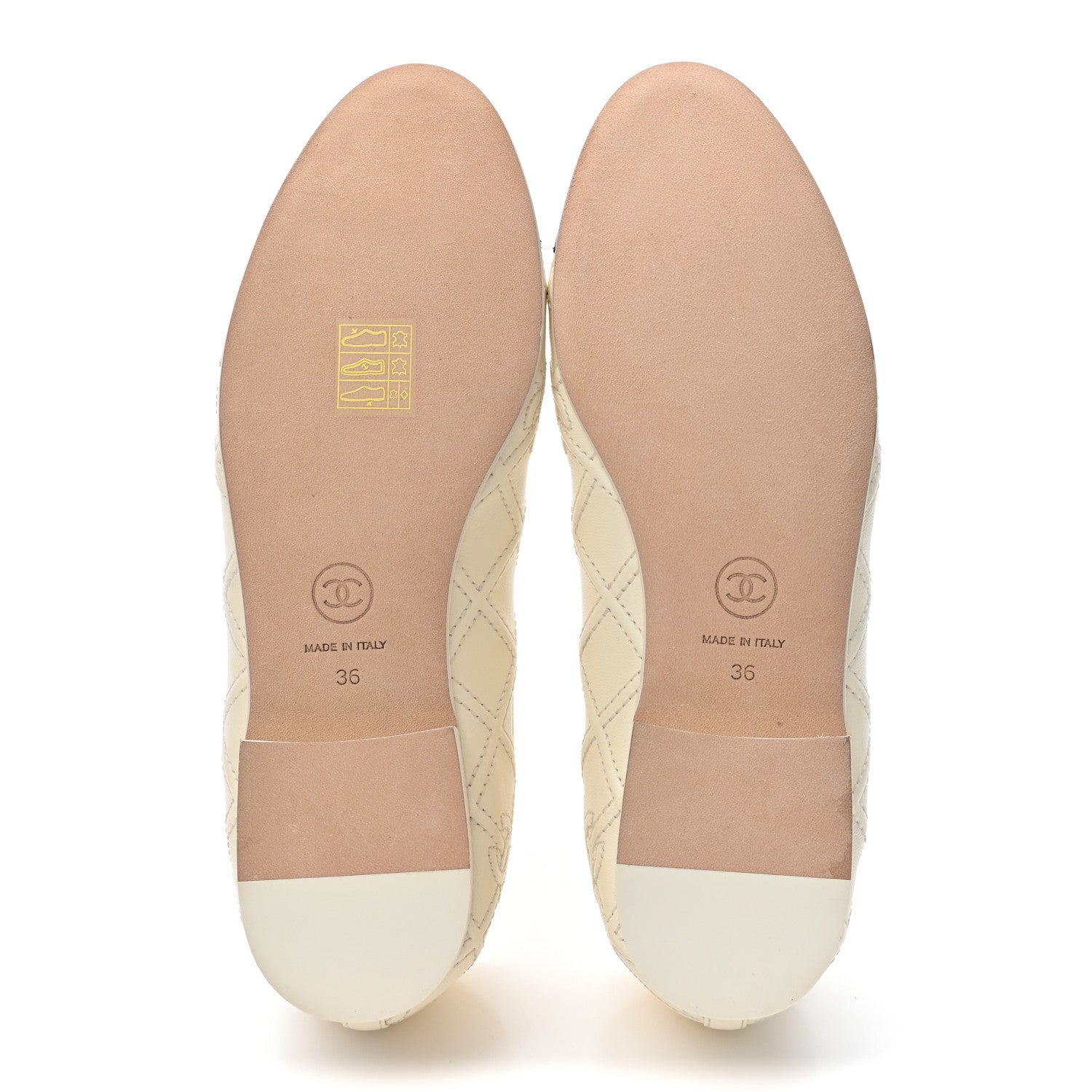 Chanel Lambskin Patent Double Stitched CC Cap Toe Ballerina Flats 36 Ivory Black 5 of 9