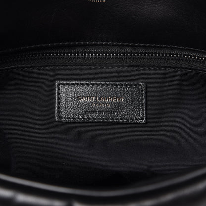 Saint Laurent Lambskin Quilted Medium Loulou Puffer Monogram Chain Satchel Black 7 of 17