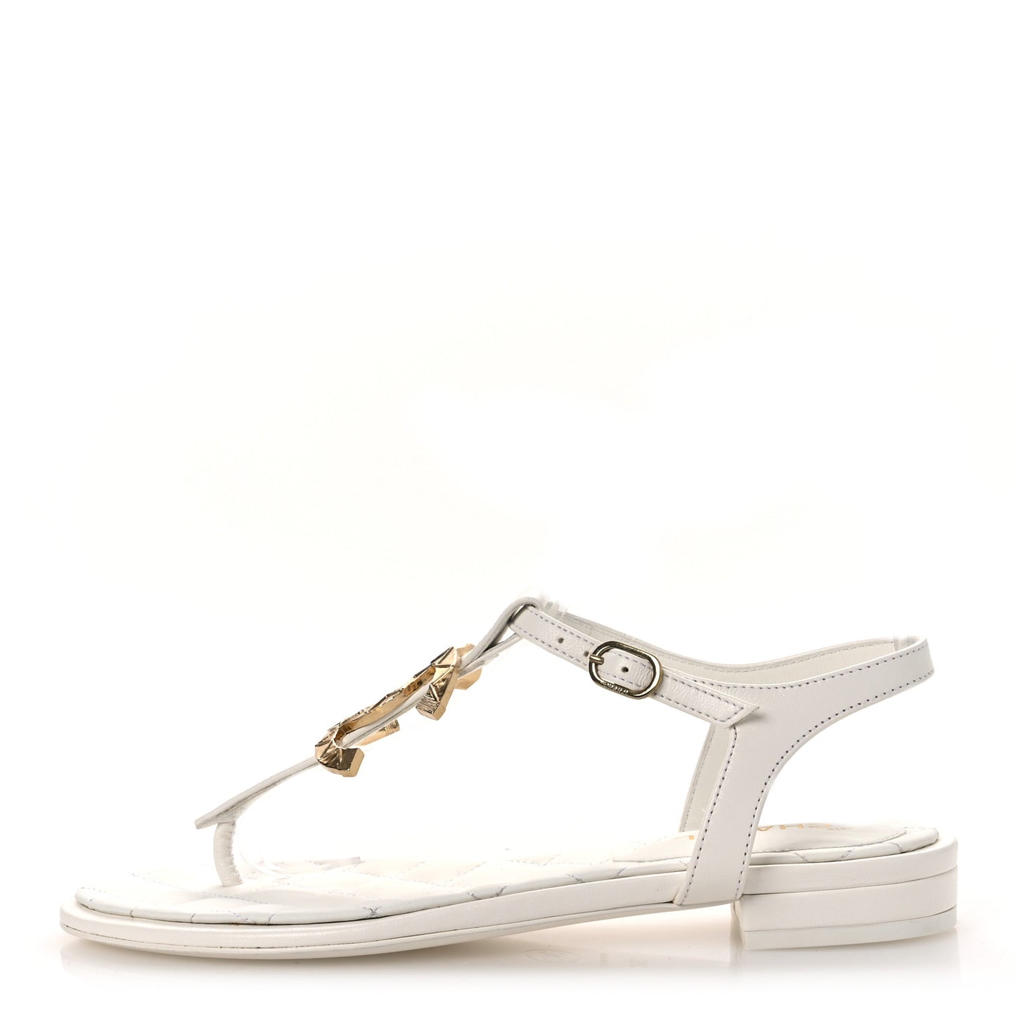 Lambskin CC Thong Sandals 36 White