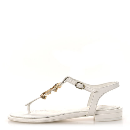 Chanel Lambskin CC Thong Sandals 36 White 1 of 11