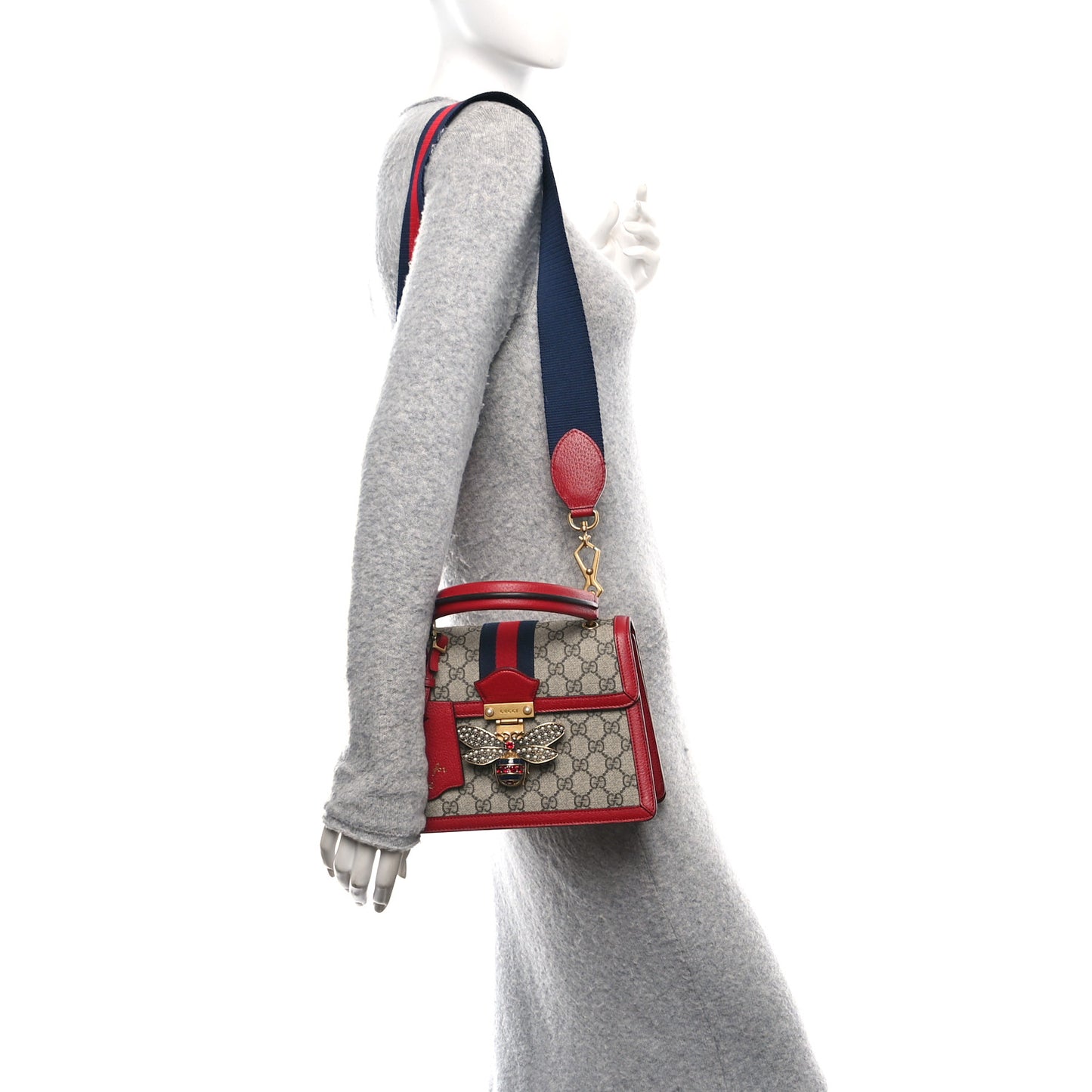 GG Supreme Monogram Small Queen Margaret Top Handle Bag Red