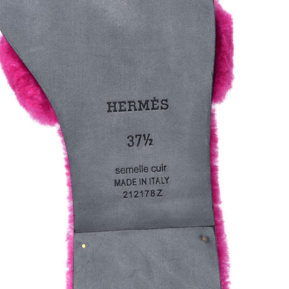 Hermes Woolskin Oran Sandals 37.5 Rose Fuchsia 8 of 9