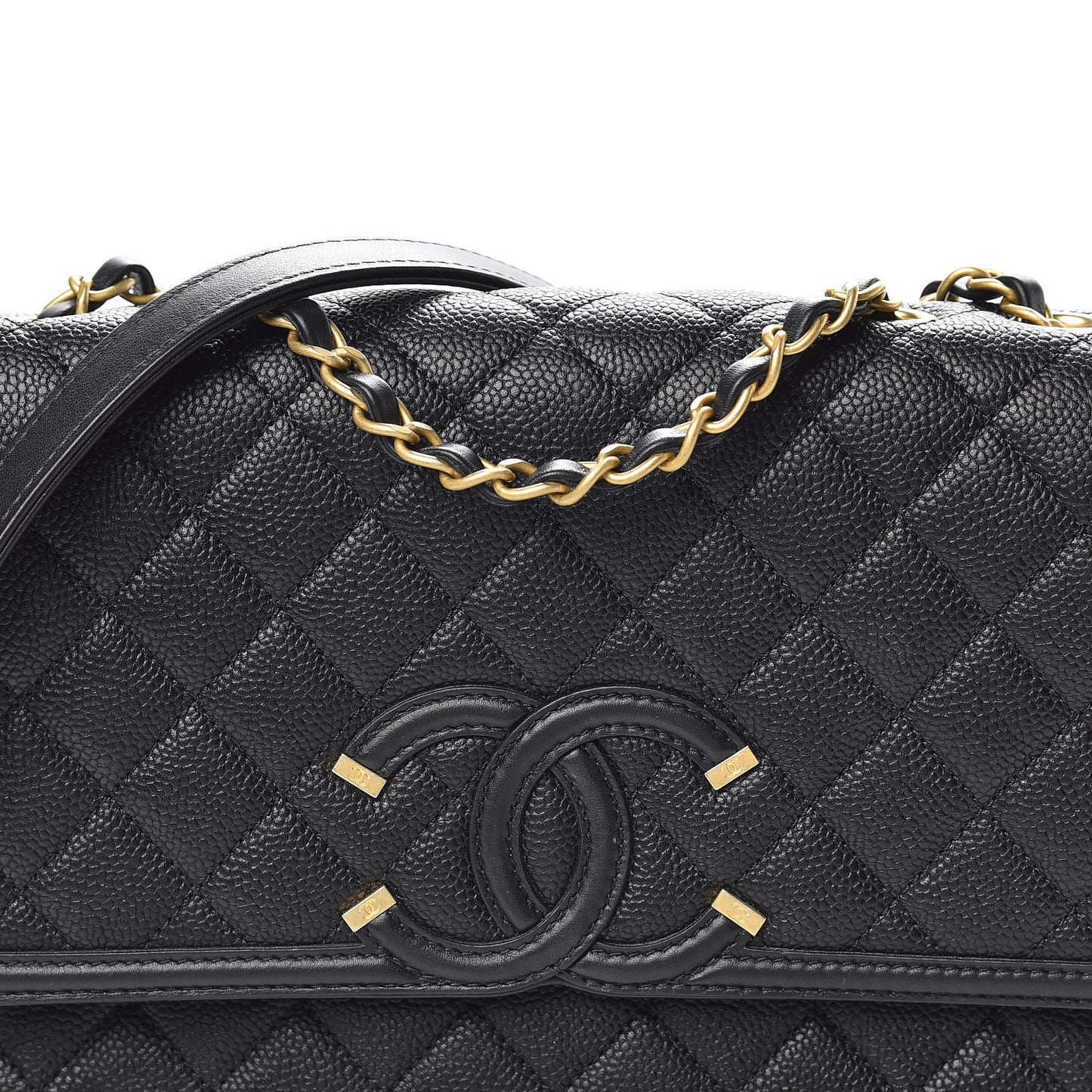 Caviar Quilted Medium CC Filigree Flap Black