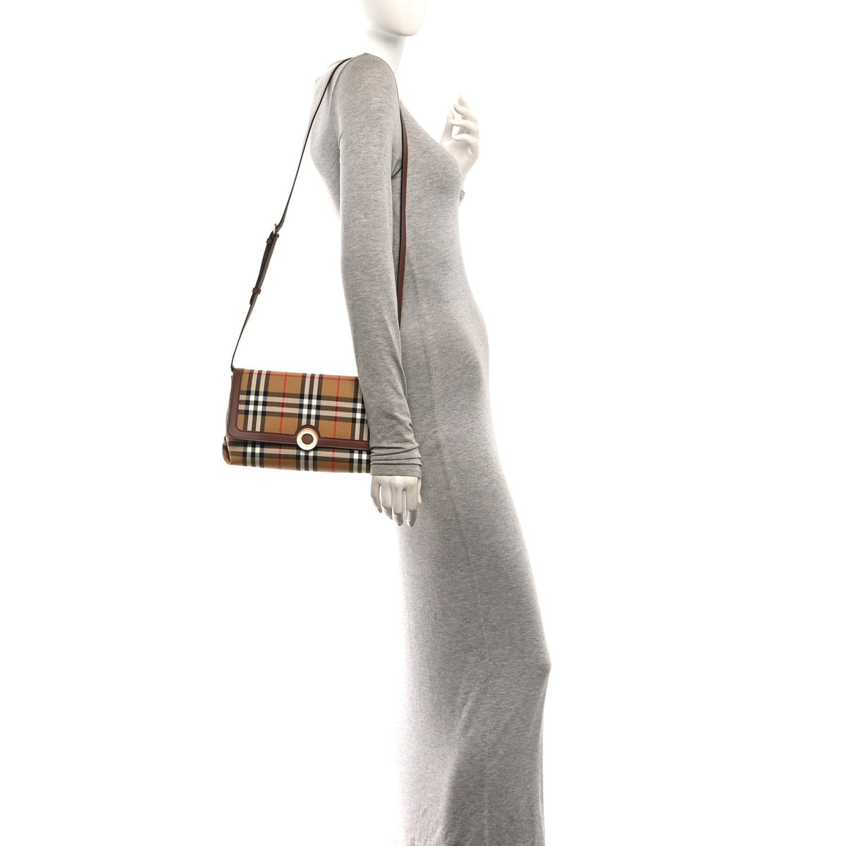 Coated Canvas Calfskin Vintage Check Note Crossbody Bag Antique Yellow
