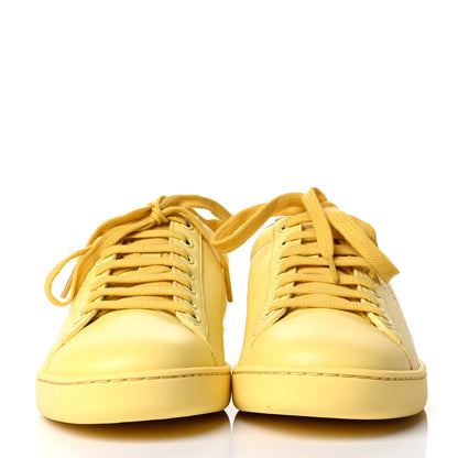Gucci Calfskin Interlocking G Perforated Womens Ace Sneakers 38 Banana Straw Yellow 2 of 5