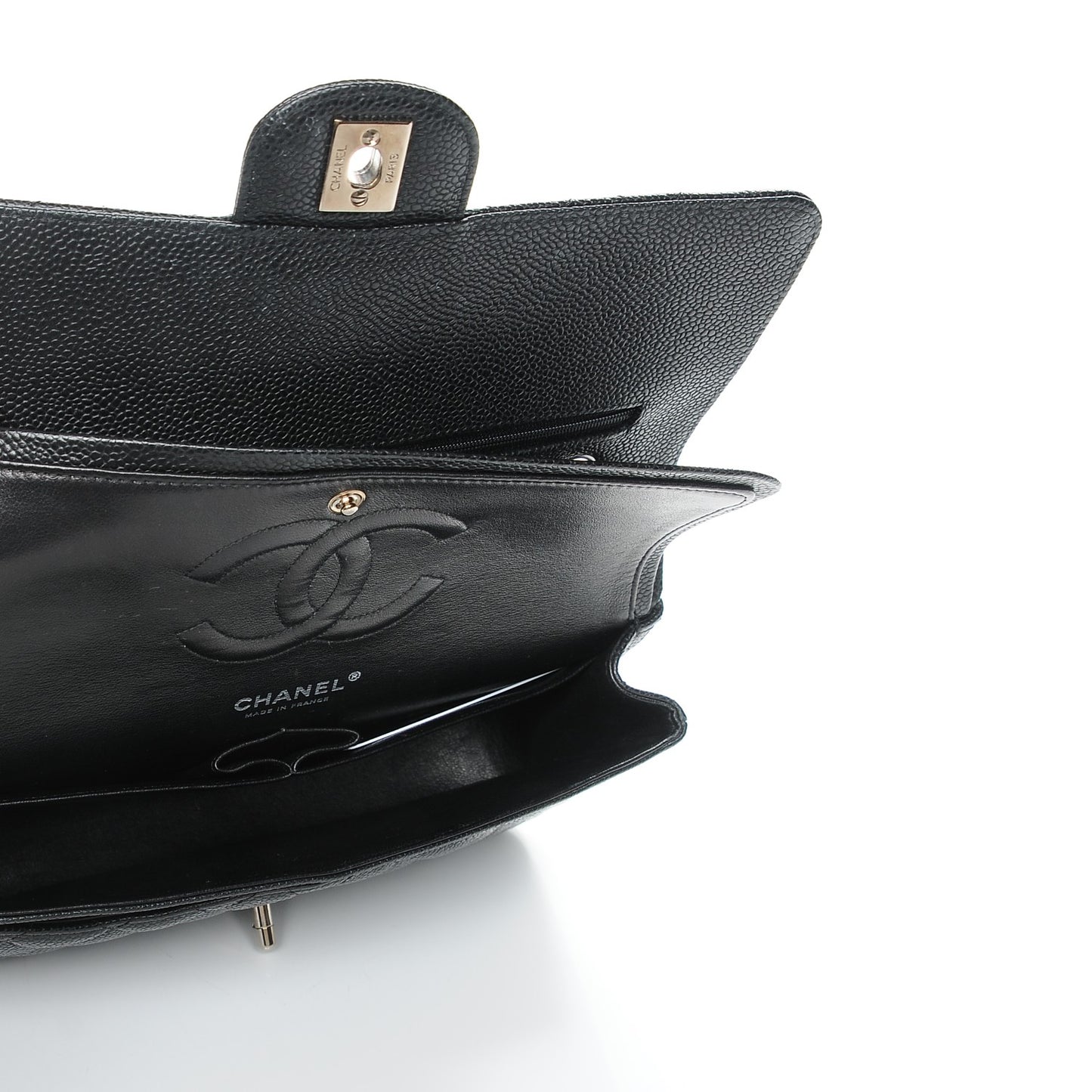 Caviar Quilted Medium Double Flap Black