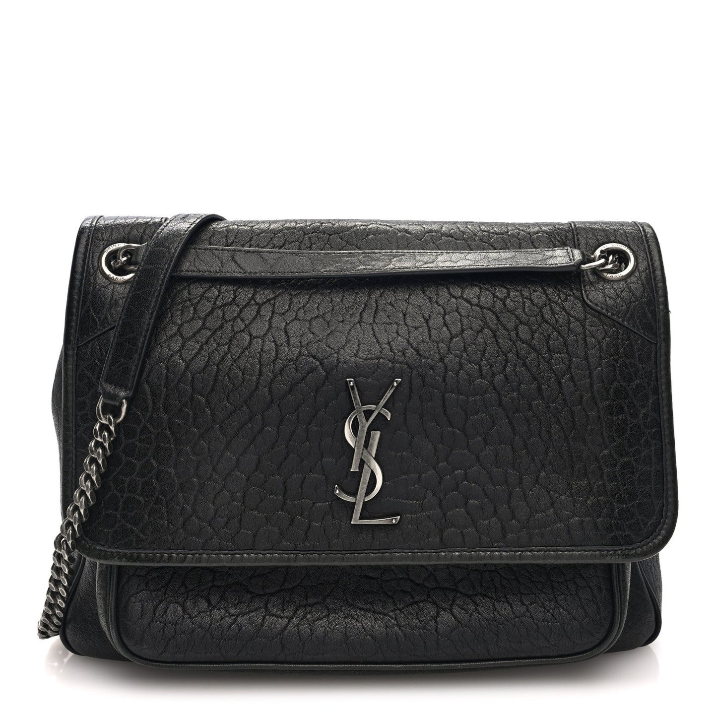 Grained Lambskin Monogram Large Niki Chain Satchel Black