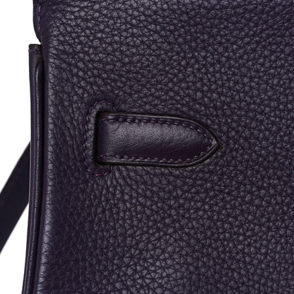 Hermes Taurillon Clemence Birkin 40 Raisin 10 of 46