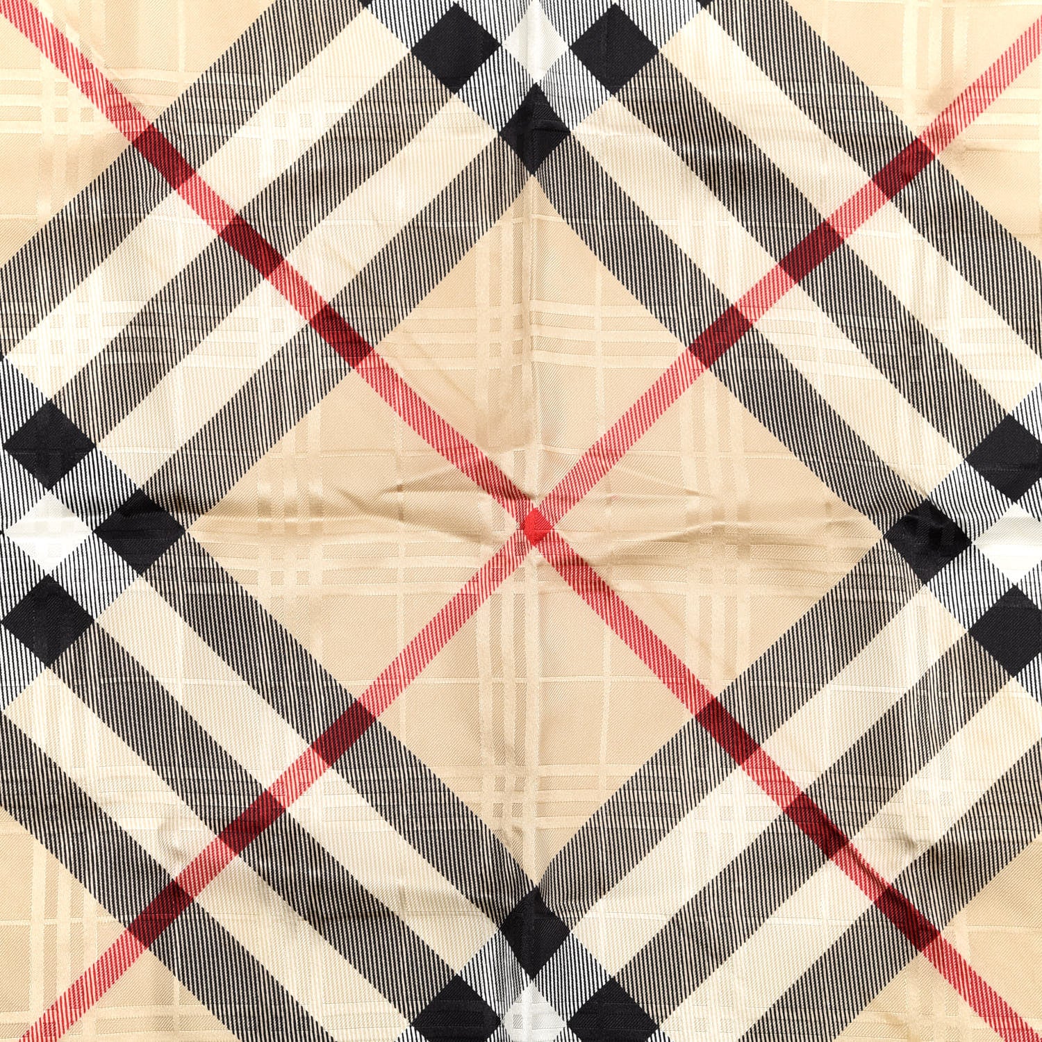 Burberry Silk Check Square Scarf Beige Black 2 of 3