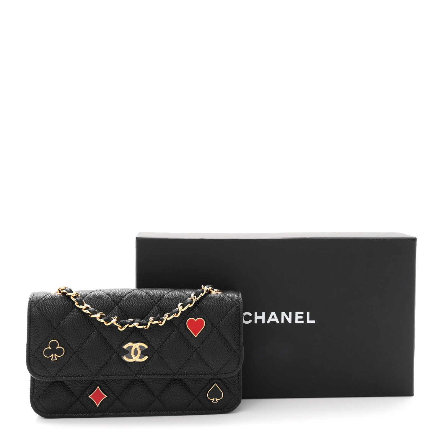 Chanel Caviar Quilted Enamel Coco Casino Flap Phone Holder With Chain Black 12 of 12