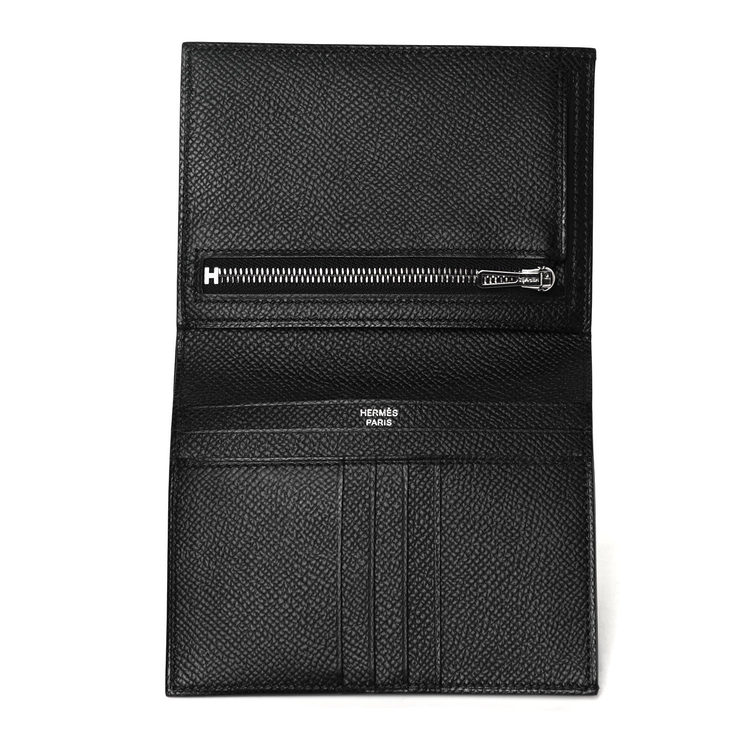 Hermes Epsom Matte Alligator Bearn Compact Touch Wallet Black 5 of 8