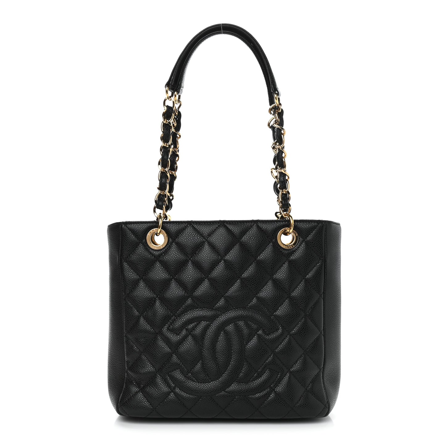 Caviar Quilted Petit Shopping Tote PST Black