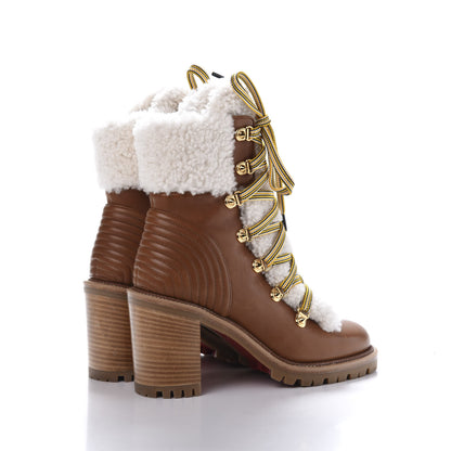 Christian Louboutin Calfskin Shearling Yetita 70 Hiker Booties 36.5 Cuoio Naturel 5 of 8
