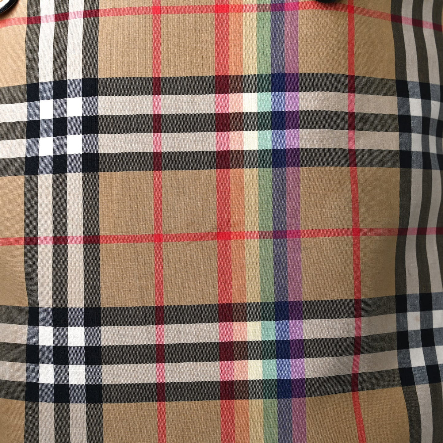 Vintage Rainbow Check Shopper Tote White