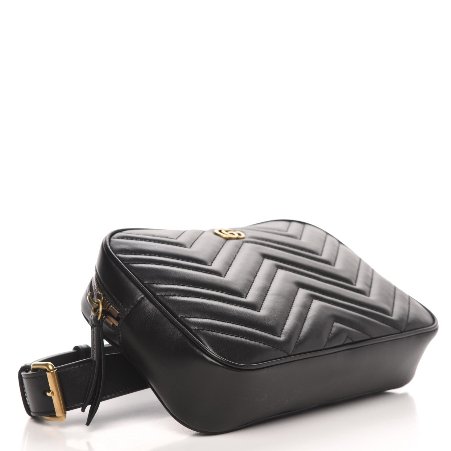 Gucci Calfskin Matelasse Mens GG Marmont Belt Bag 80 32 Black 4 of 10