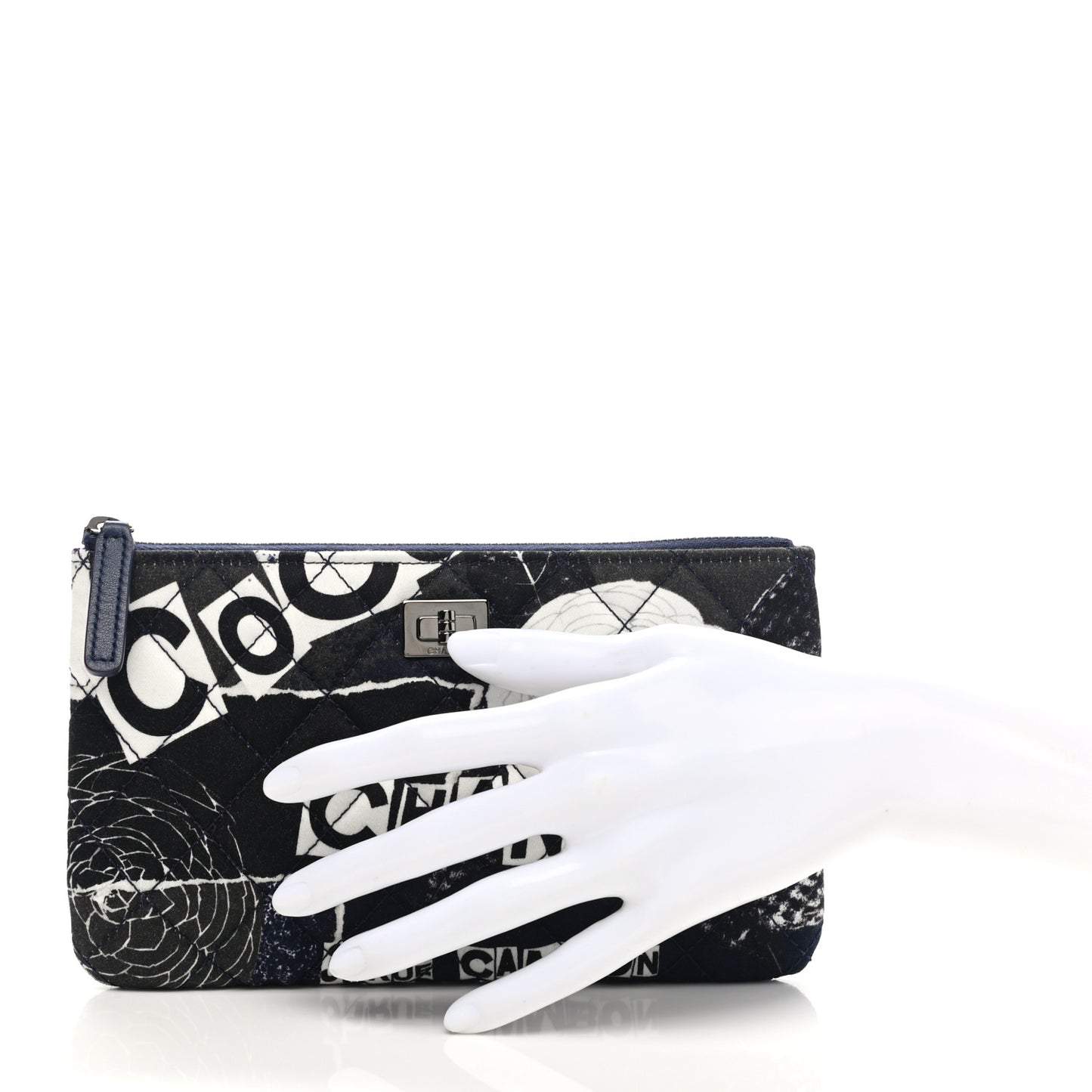 Jersey Quilted Graffiti Medium Reissue Cosmetic Case Black White
