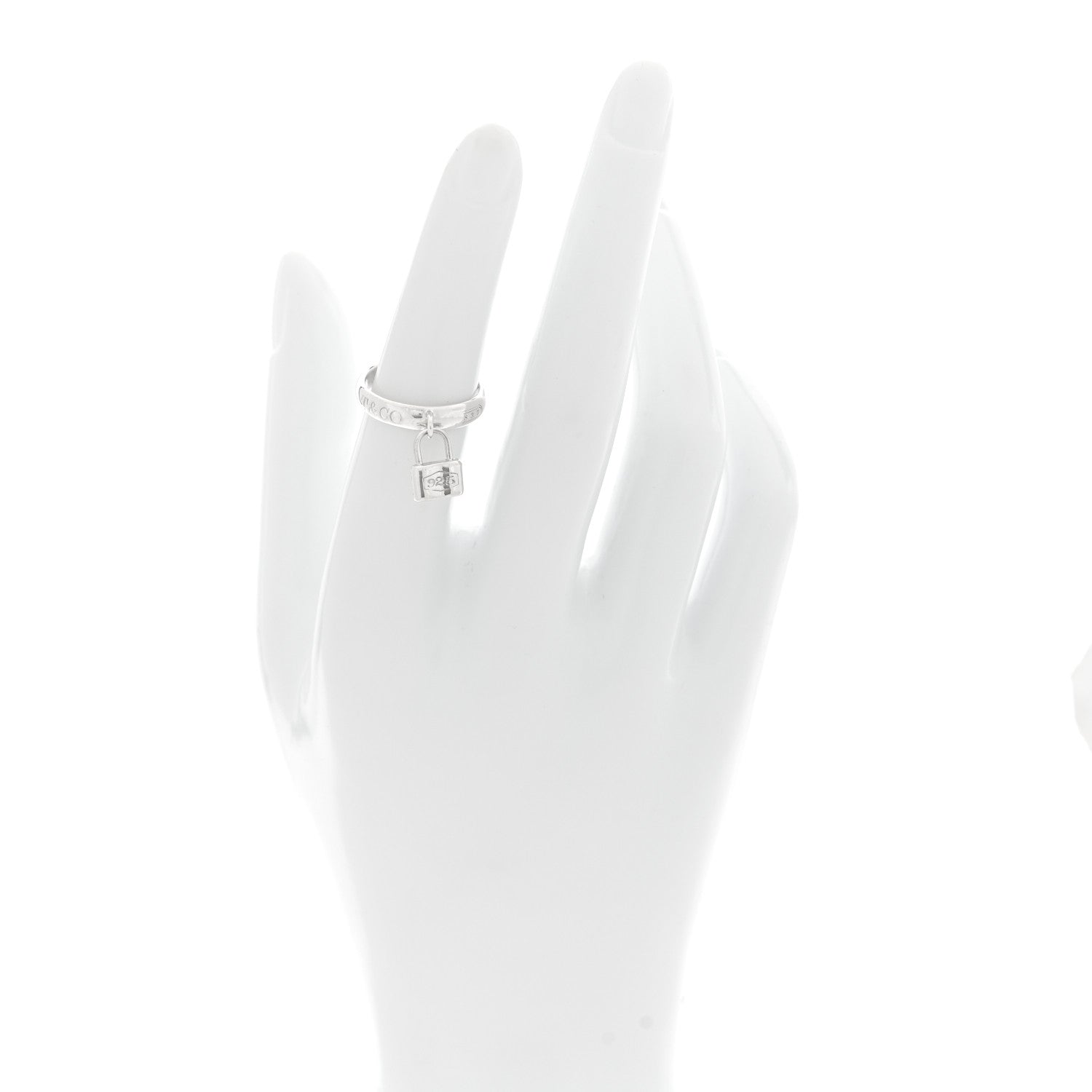 Tiffany Sterling Silver 1837 Lock Charm Ring 50 5.5 2 of 4