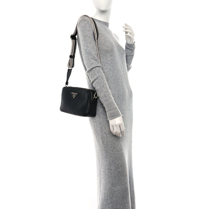 Prada Vitello Daino Soft Medium Double Zip Shoulder Bag Black 3 of 9
