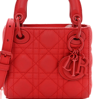 Christian Dior Ultra Matte Calfskin Cannage Micro Lady Dior Red 7 of 10