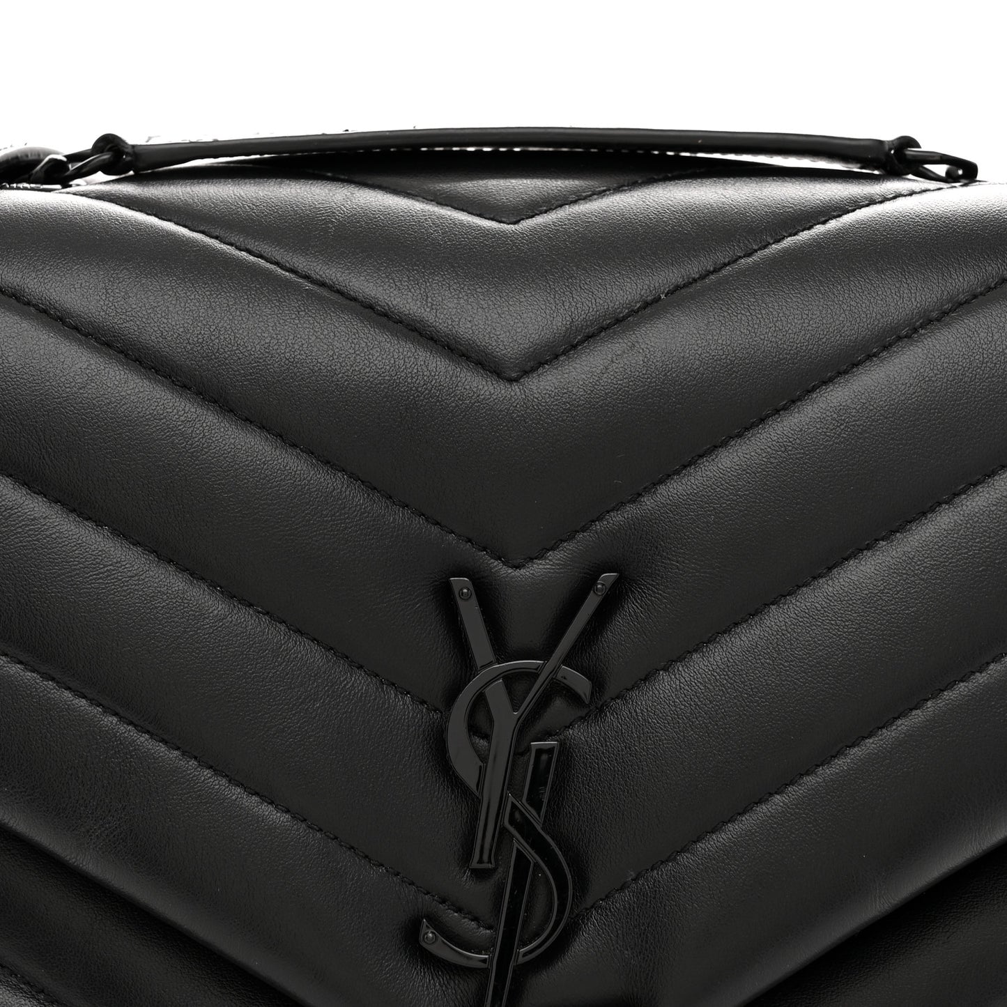 Calfskin Y Quilted Monogram Monochrome Medium Loulou Chain Satchel Black
