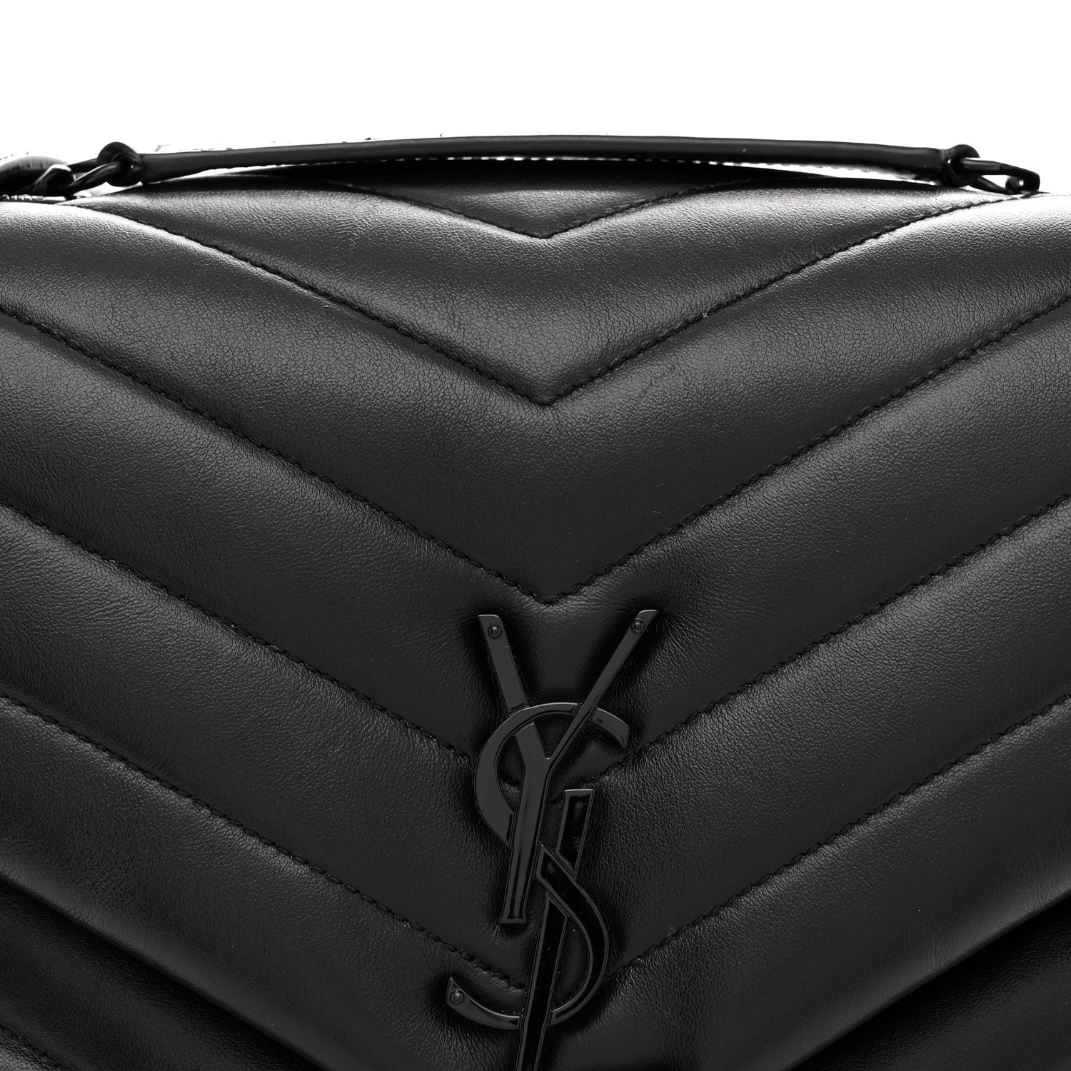 Saint Laurent Calfskin Y Quilted Monogram Monochrome Medium Loulou Chain Satchel Black 8 of 11