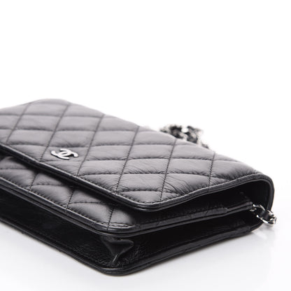 Chanel Aged Calfskin Quilted Tassel Wallet On Chain WOC Black 1 of 10