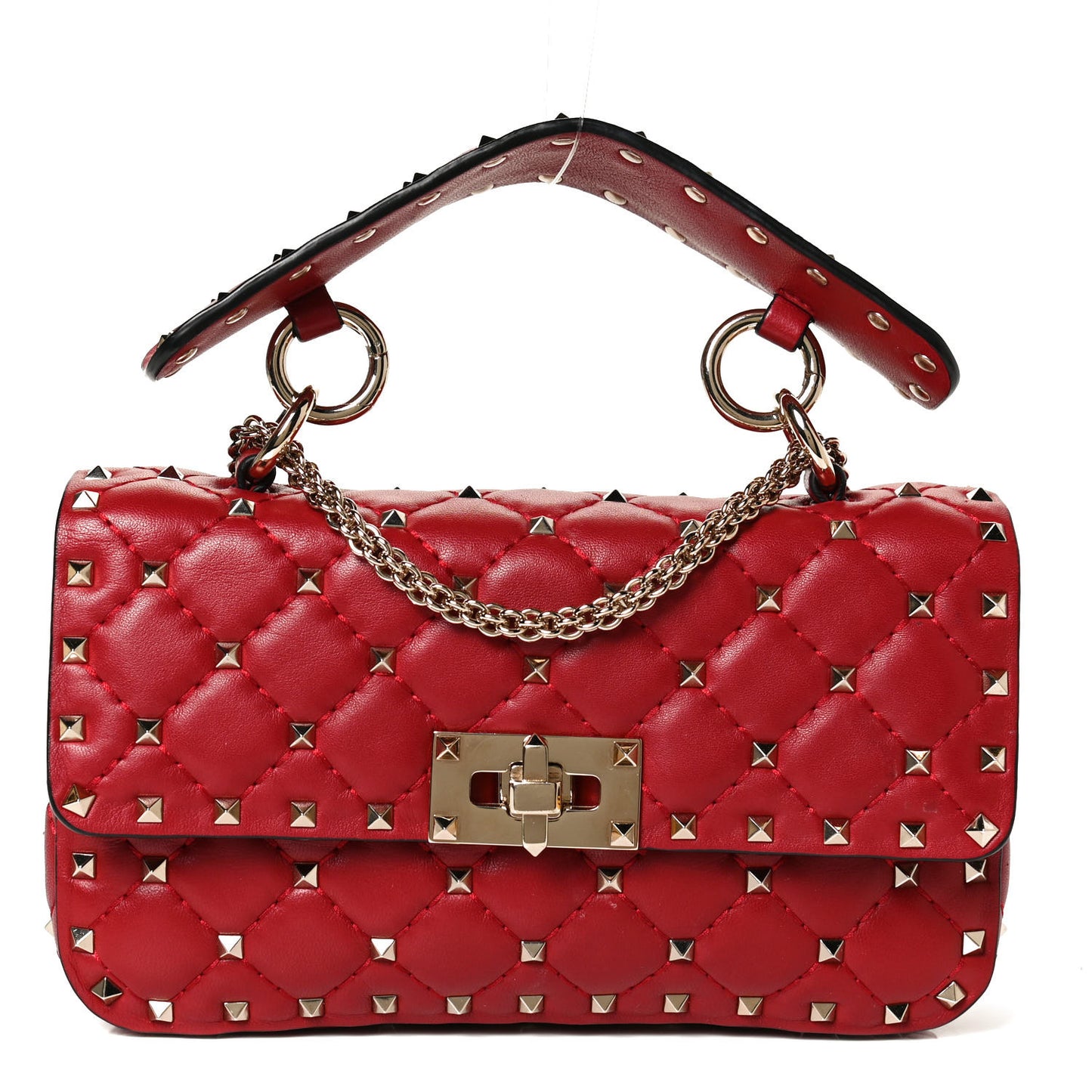 Nappa Small Rockstud Spike Shoulder Bag Rosso Valentino