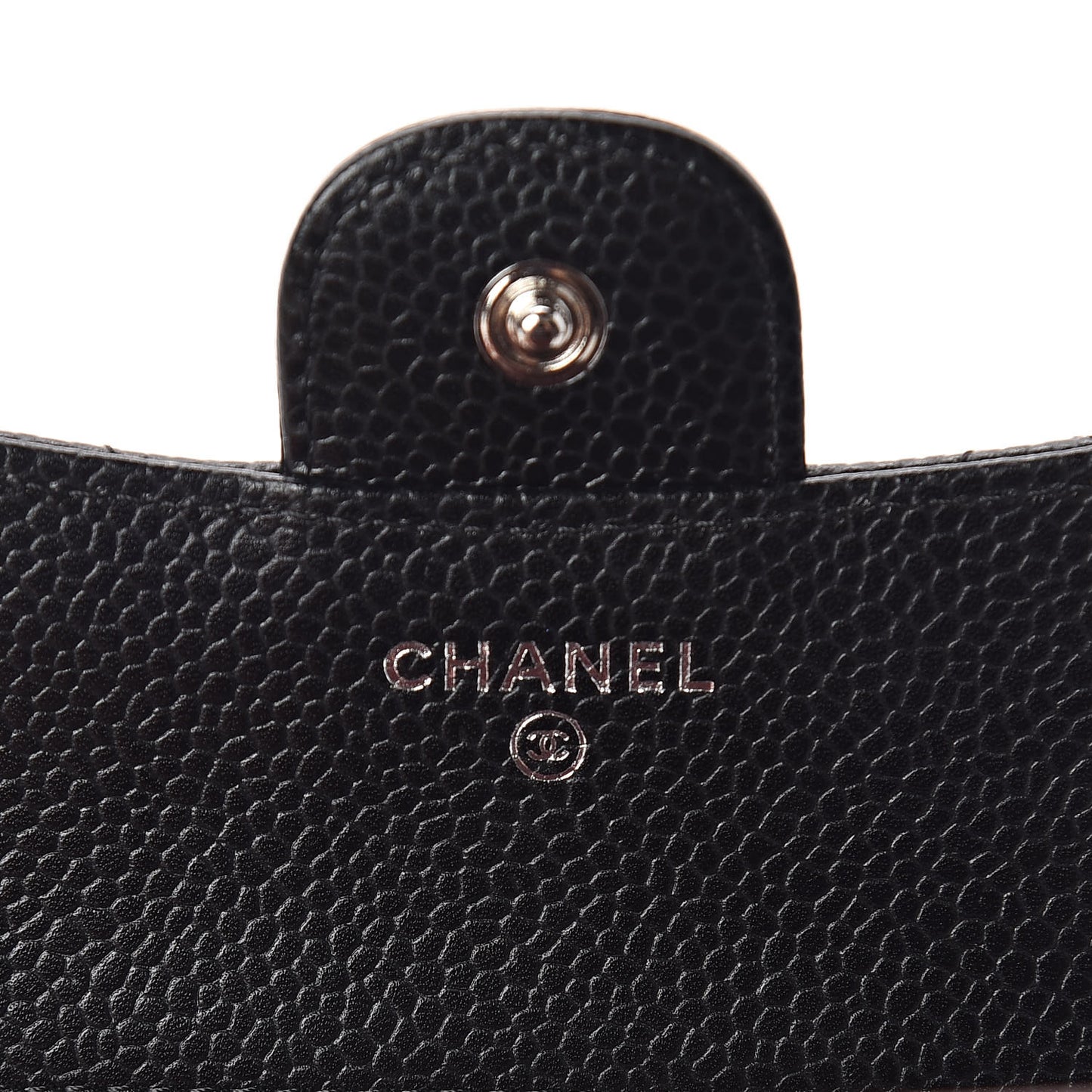 Caviar Quilted Compact Flap Wallet Black