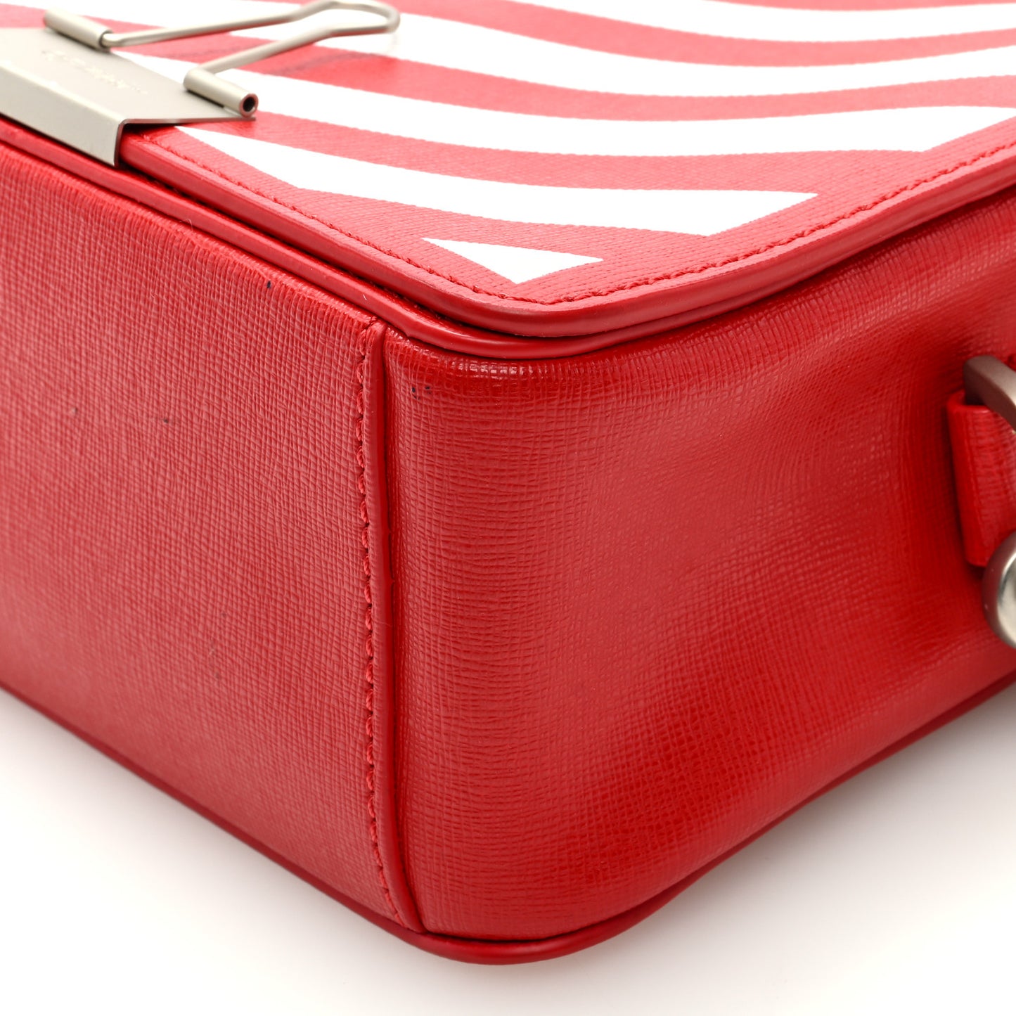 Calfskin Diag Striped Belt Bag Crossbody White Red
