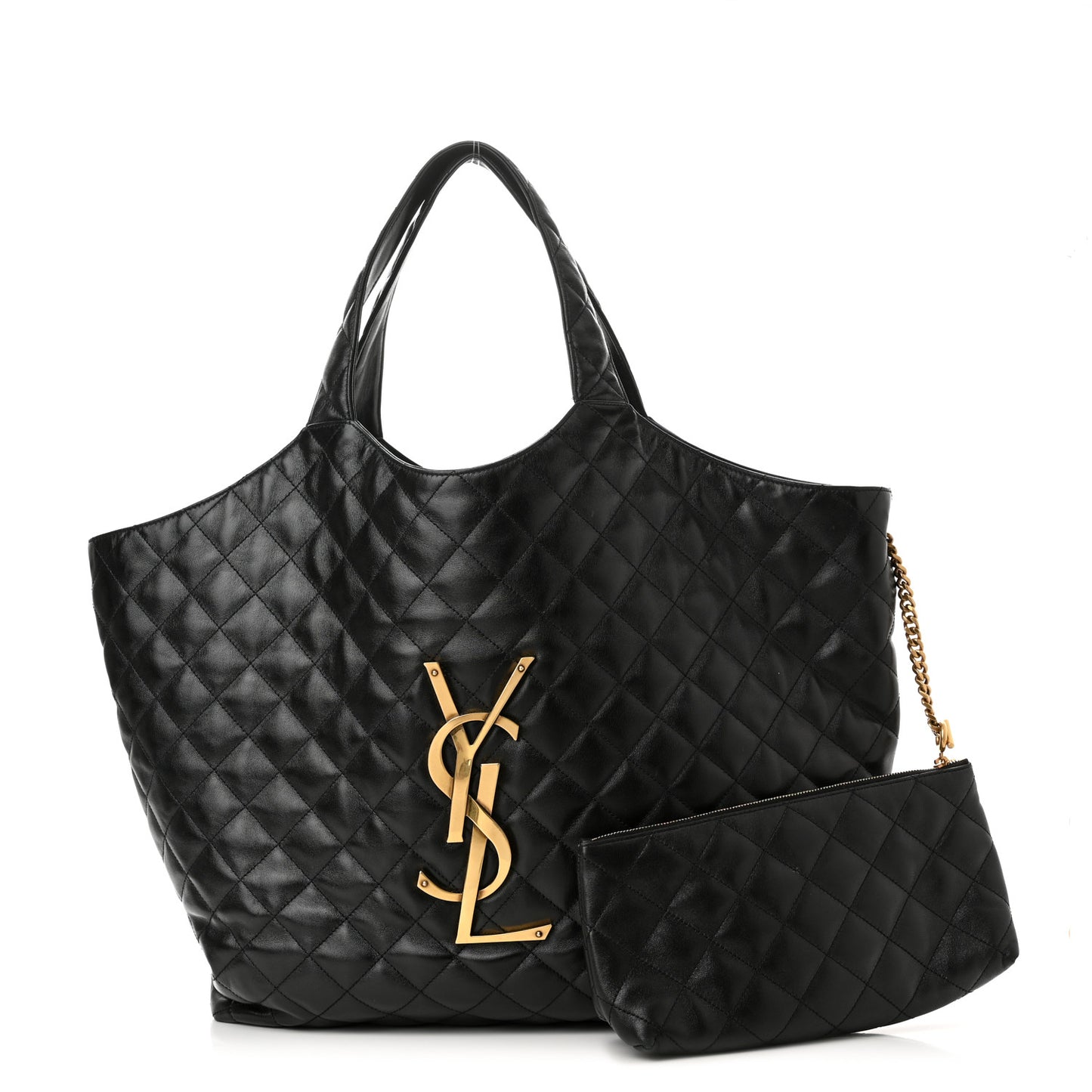 Lambskin Quilted Maxi Icare Shopping Tote Black