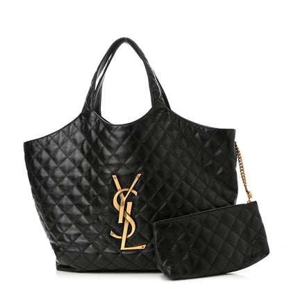 Saint Laurent Lambskin Quilted Maxi Icare Shopping Tote Black 1 of 12
