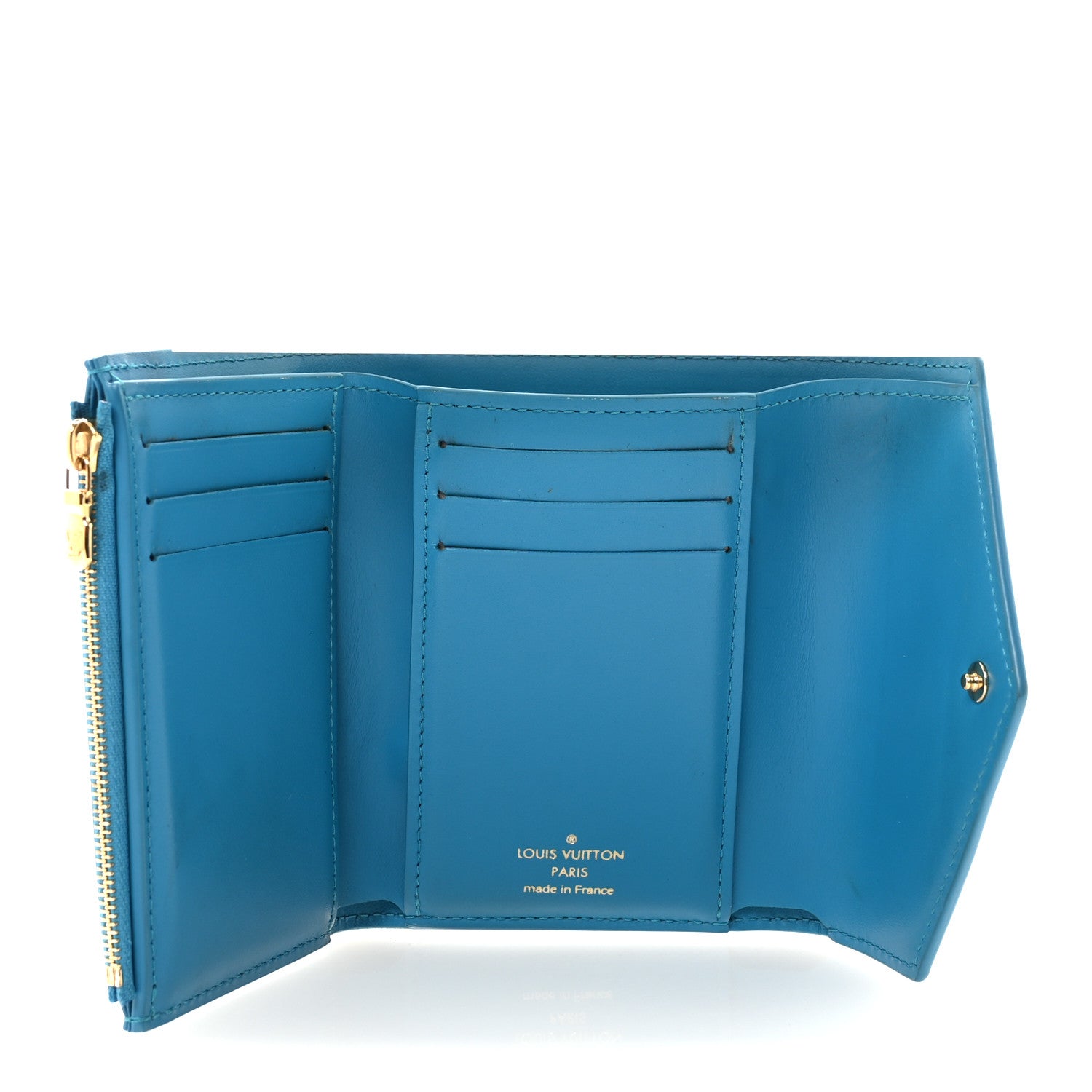 Louis Vuitton Calfskin Nanogram Embossed Victorine Wallet Bleu 5 of 6