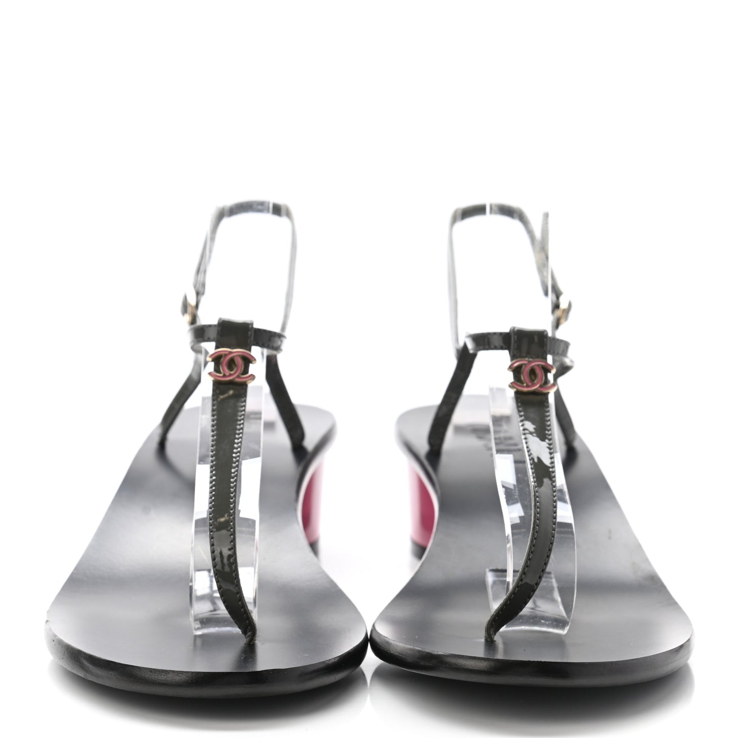 Patent CC Thong Sandals 38.5 Grey Pink