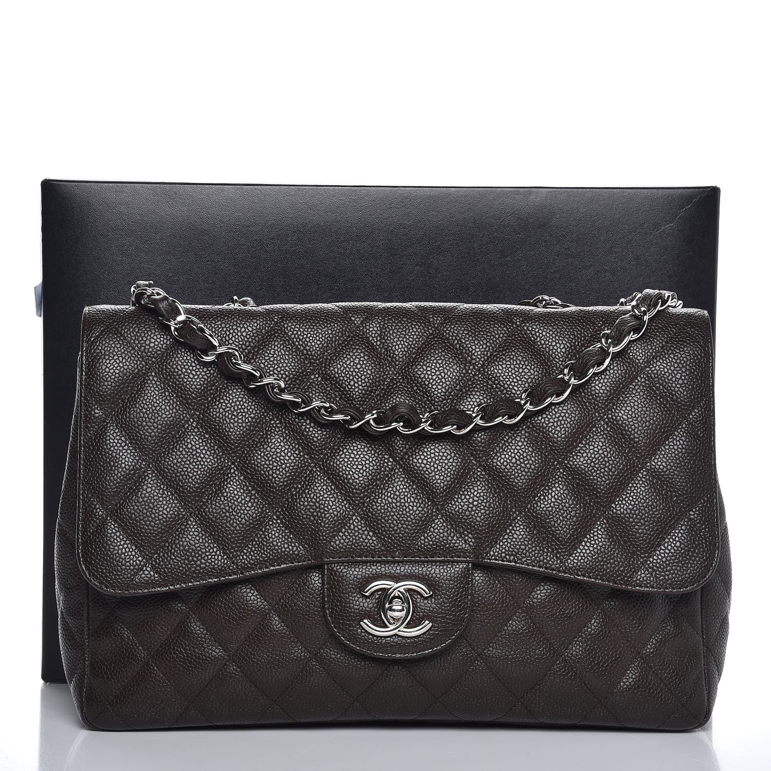 Chanel Caviar Quilted Jumbo Single Flap Dark Brown 9 of 9