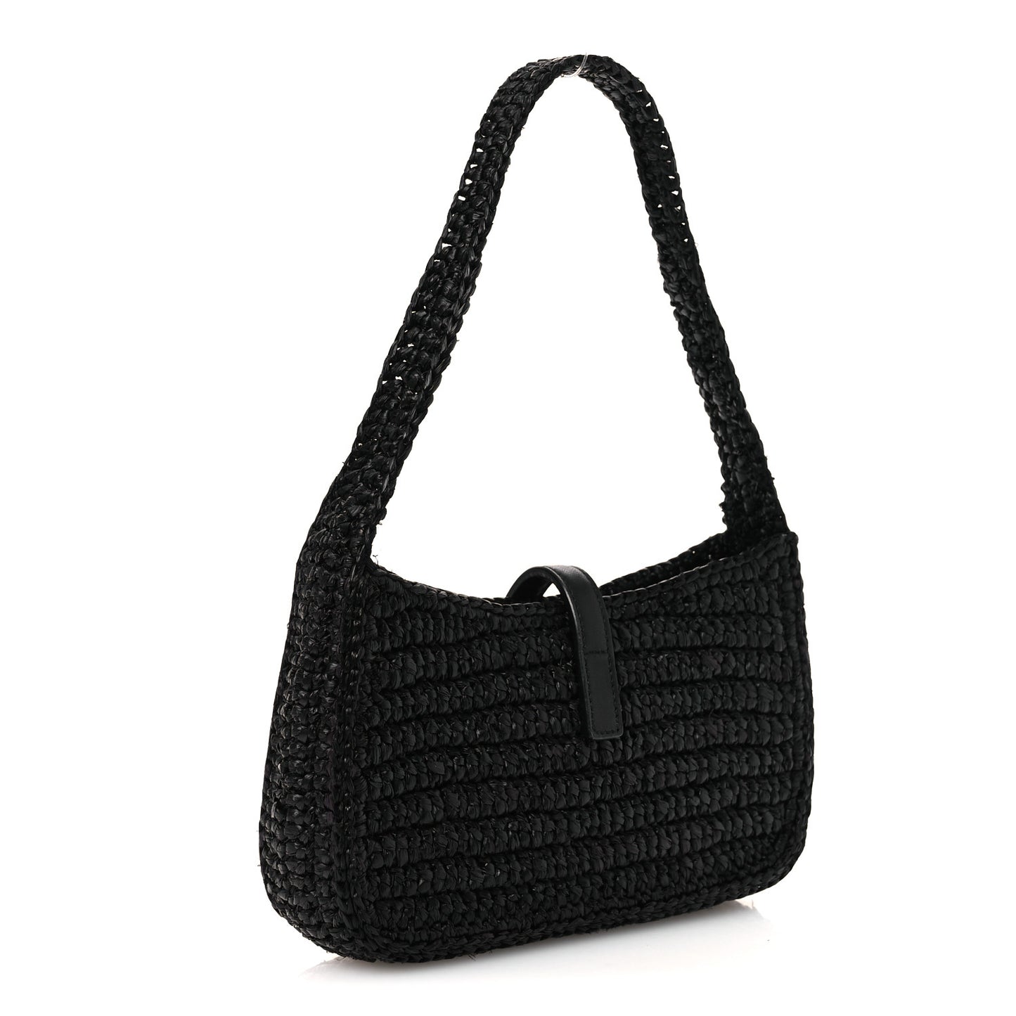 Raffia Calfskin Le 5 A 7 Mini Hobo Black