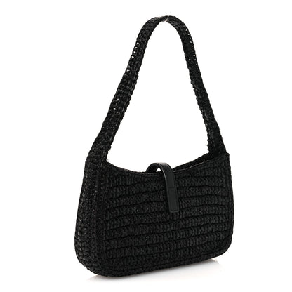 Saint Laurent Raffia Calfskin Le 5 A 7 Mini Hobo Black 4 of 11