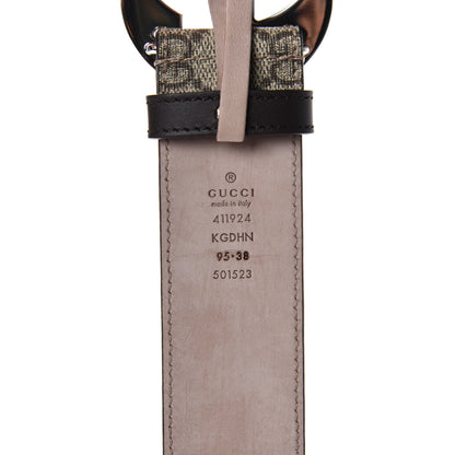 Gucci GG Supreme Monogram Selleria Calfskin Interlocking G 40mm Belt 95 38 Beige Ebony Cocoa 3 of 6