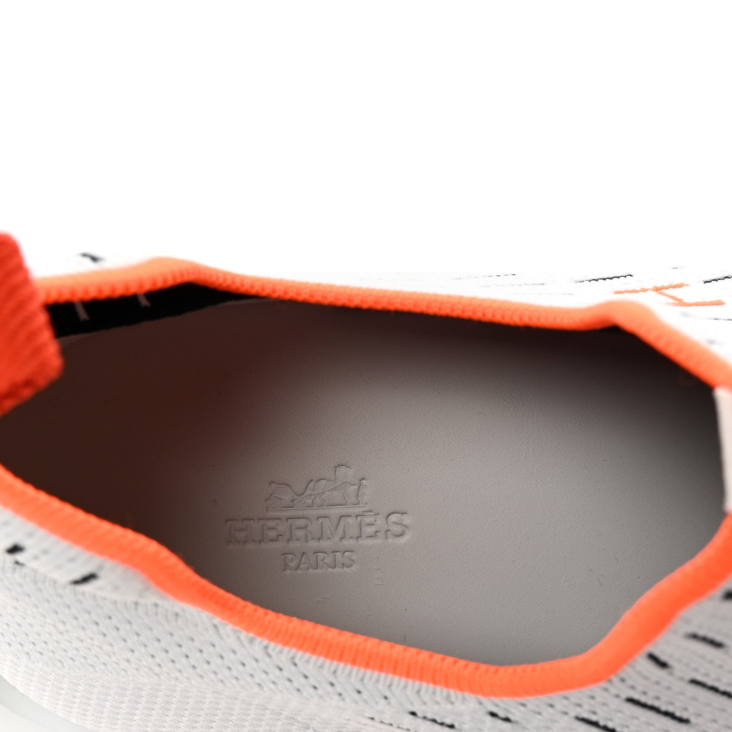 Hermes Technical Canvas Goatskin Womens Eclair Sneakers 41 White Orange 8 of 9