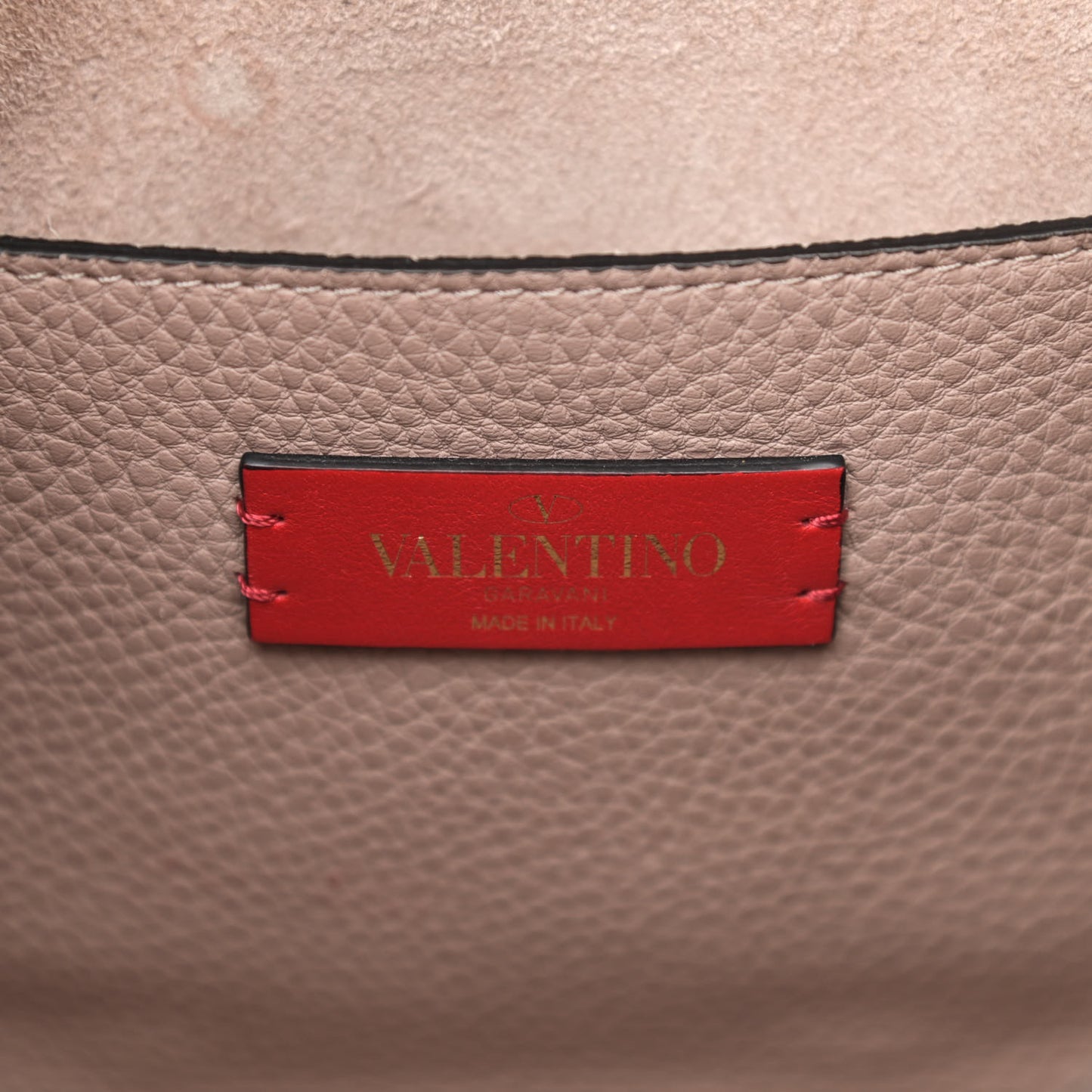Grained Calfskin Rockstud Bucket Bag Poudre