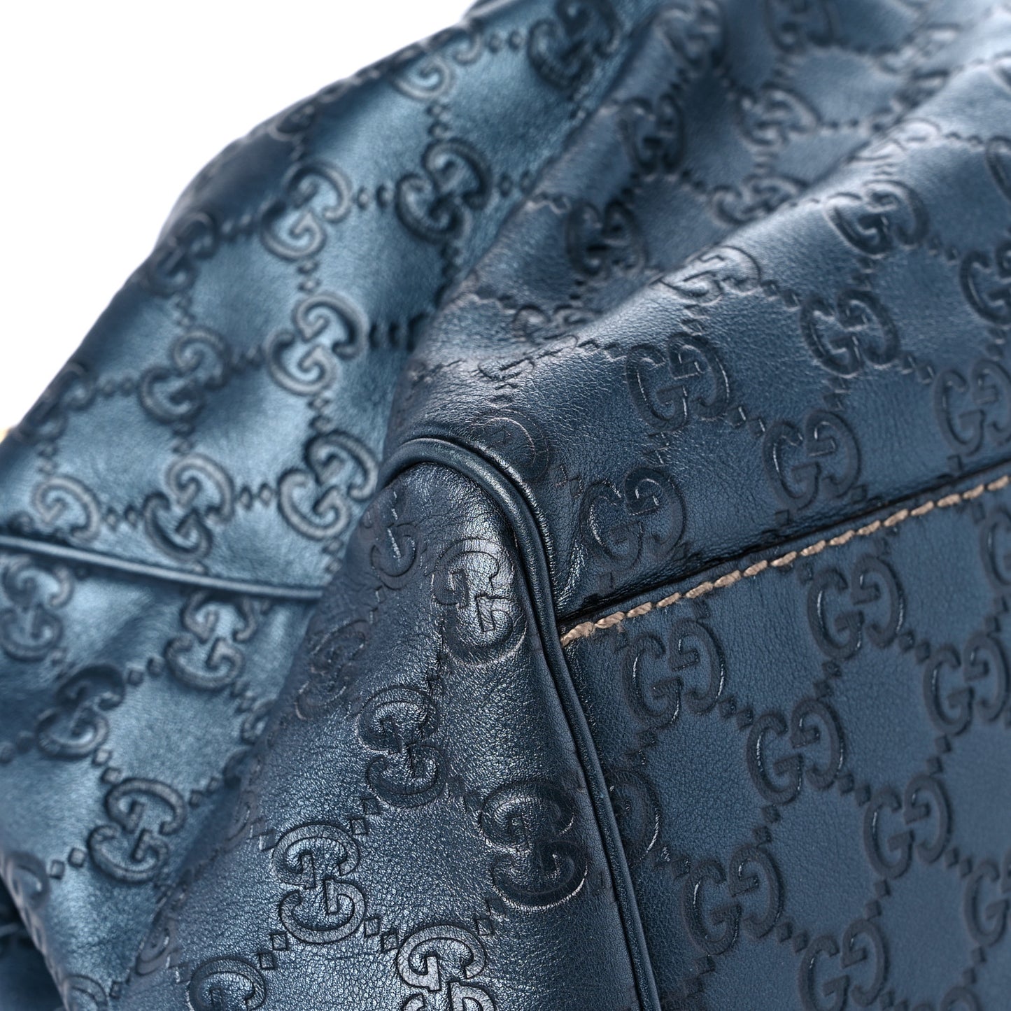 Metallic Guccissima Large Sukey Tote Blue