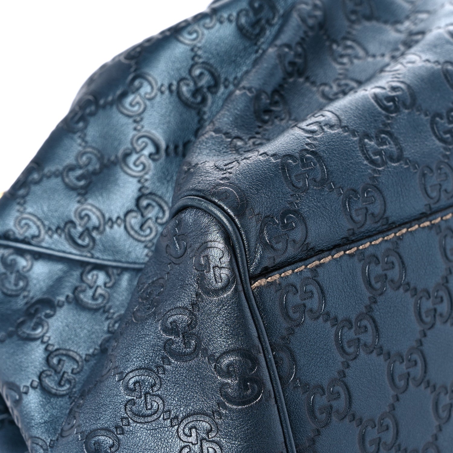 Gucci Metallic Guccissima Large Sukey Tote Blue 8 of 16
