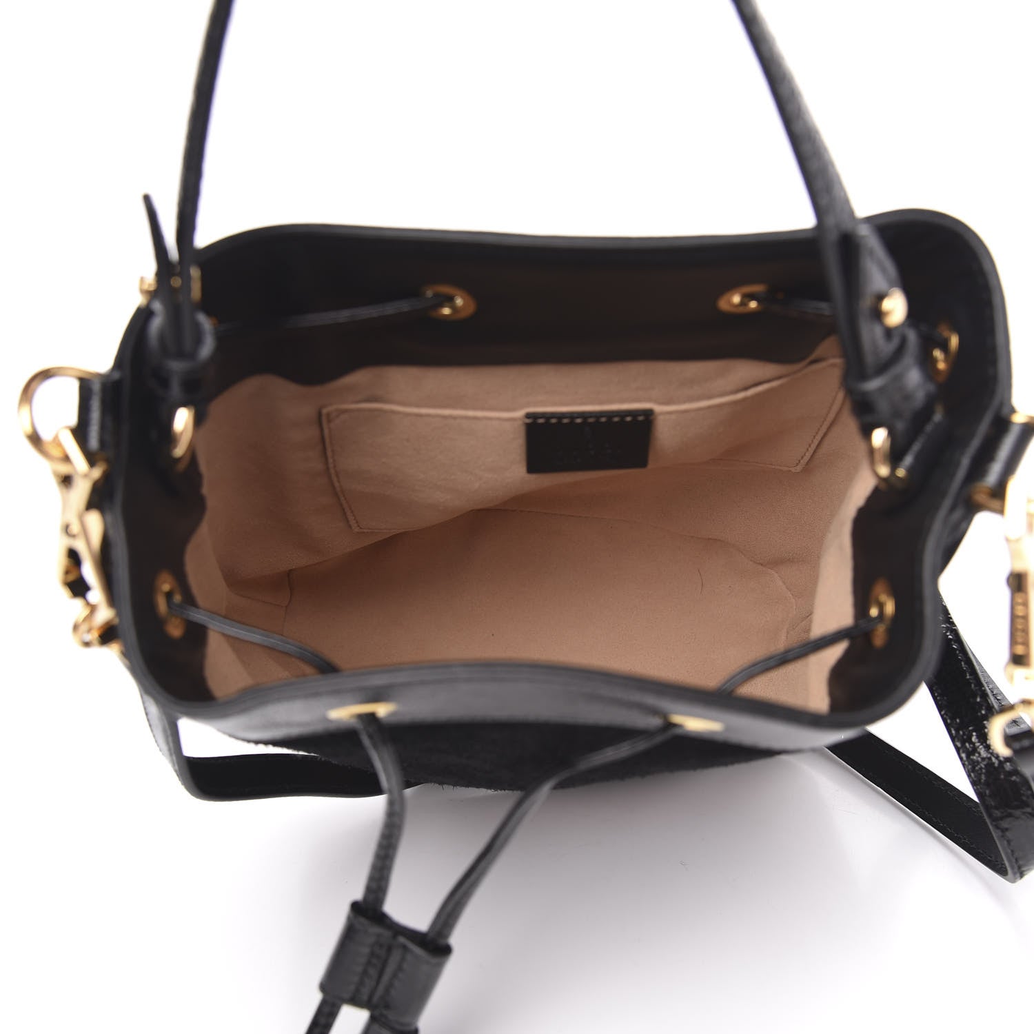 Gucci Suede Patent Web Small Ophidia Bucket Bag Black 5 of 10