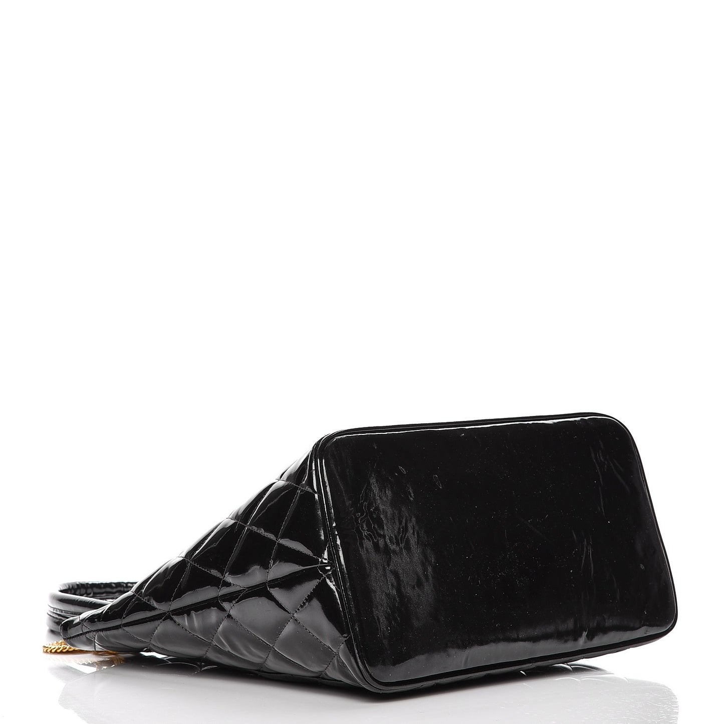 Patent Quilted Medallion Tote Black