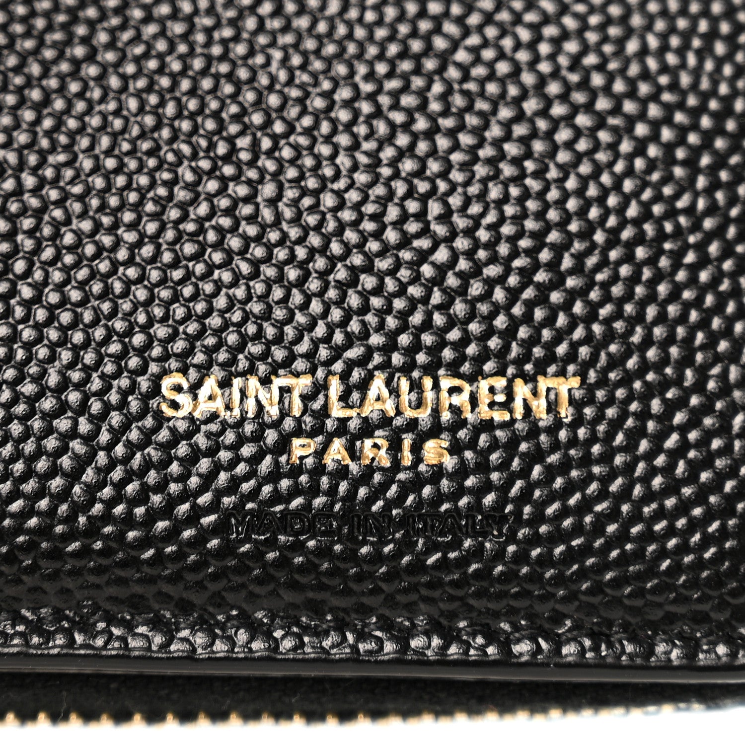 Saint Laurent Grain De Poudre Matelasse Chevron Monogram Compact Zip Around Wallet Black 6 of 10
